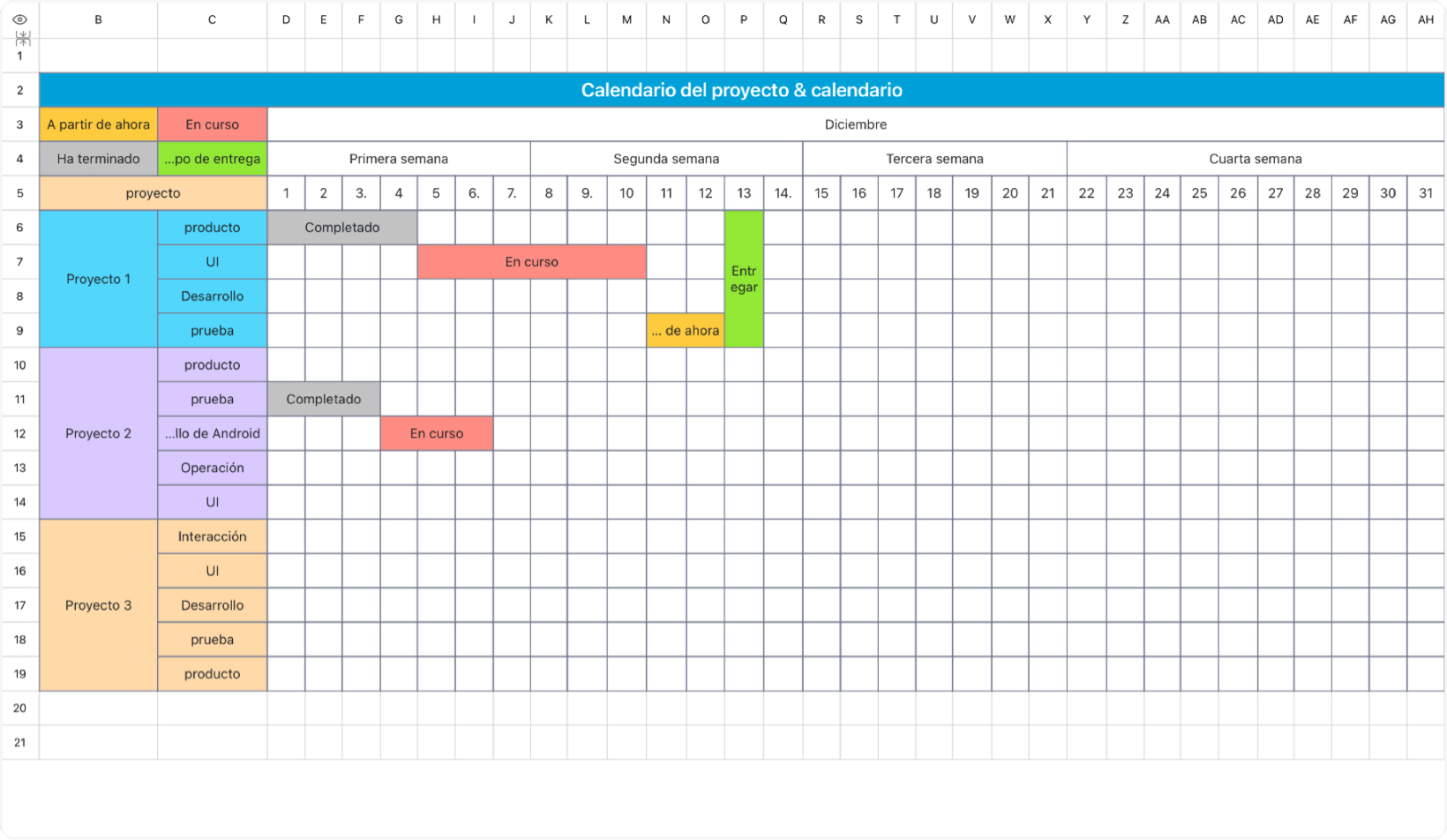 Calendario del proyecto & calendario